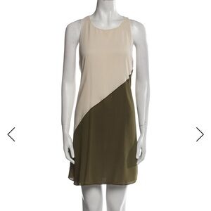 Alice + Olivia Cream and Olive Asymmetrical Dress